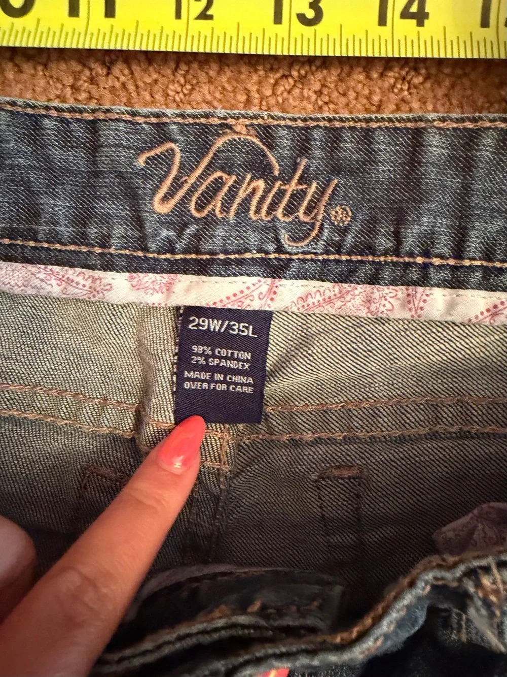 Vanity Jeans Women's Flared Distressed Low Rise Stretch Denim size (29x35)